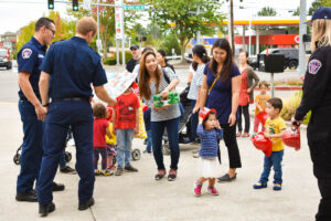 Image of preschool students receiving a tour at Fire Station 13