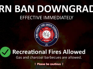 Stage 2 Burn Ban Downgraded to Stage 1